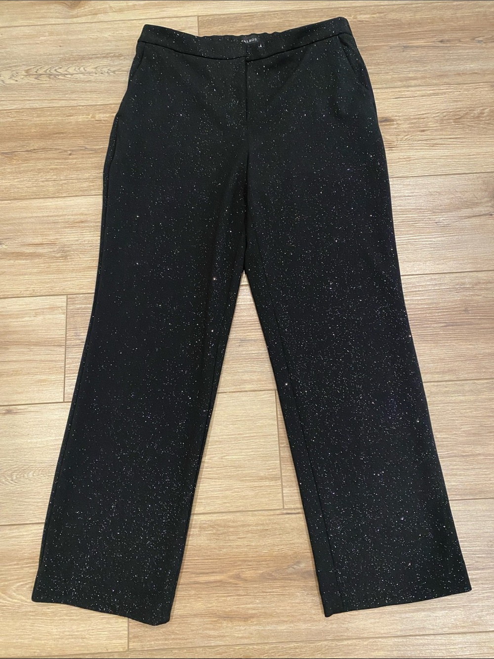 Talbots Black Sparkle Pants Silver Glitter Sz 10 Petite